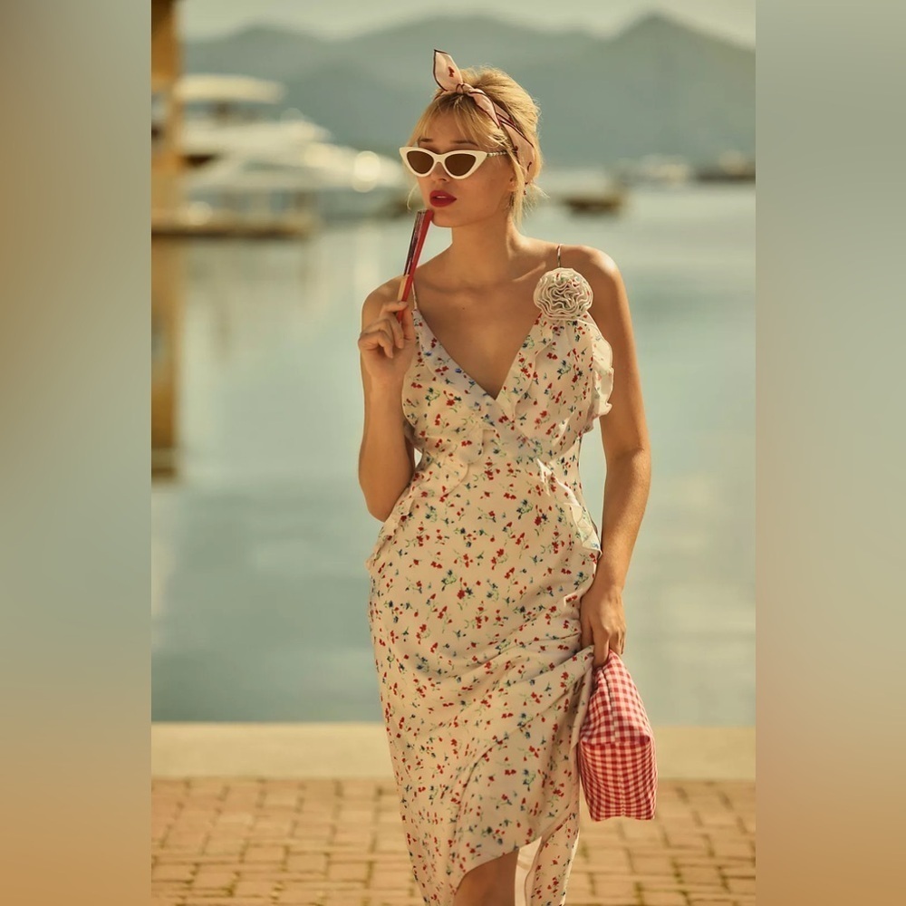 NWT Size 12 - Bardot Olea Sleeveless Ruffle Midi Dress (Made in India)